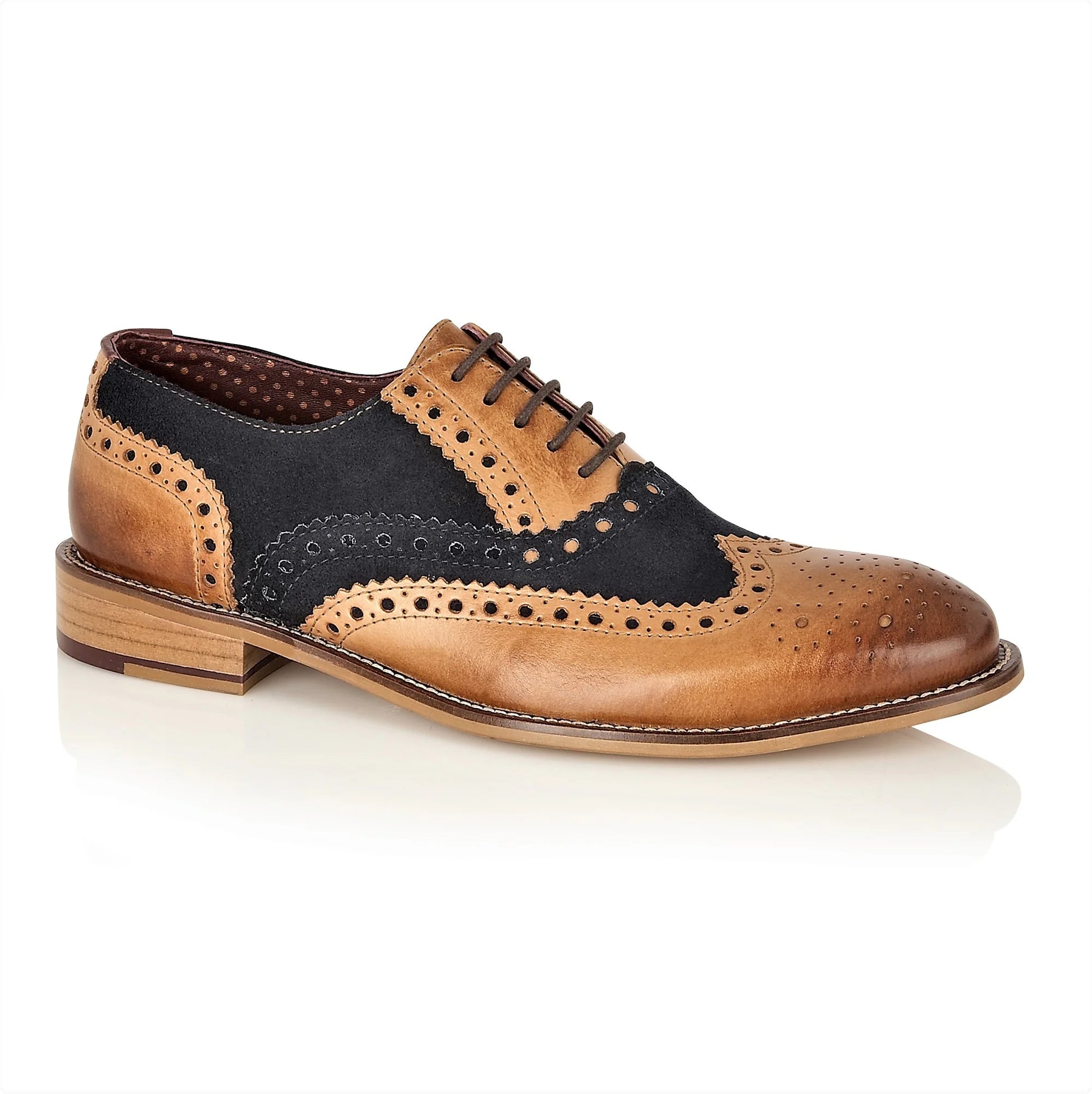 London Brogues Tan/Navy Suede Shoe