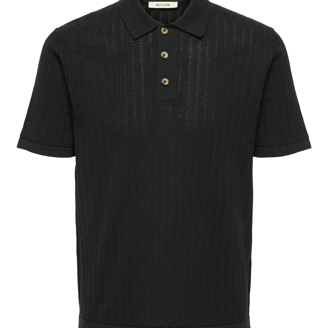 Only & Sons Moon Regular Knitted Polo T-Shirt - Black