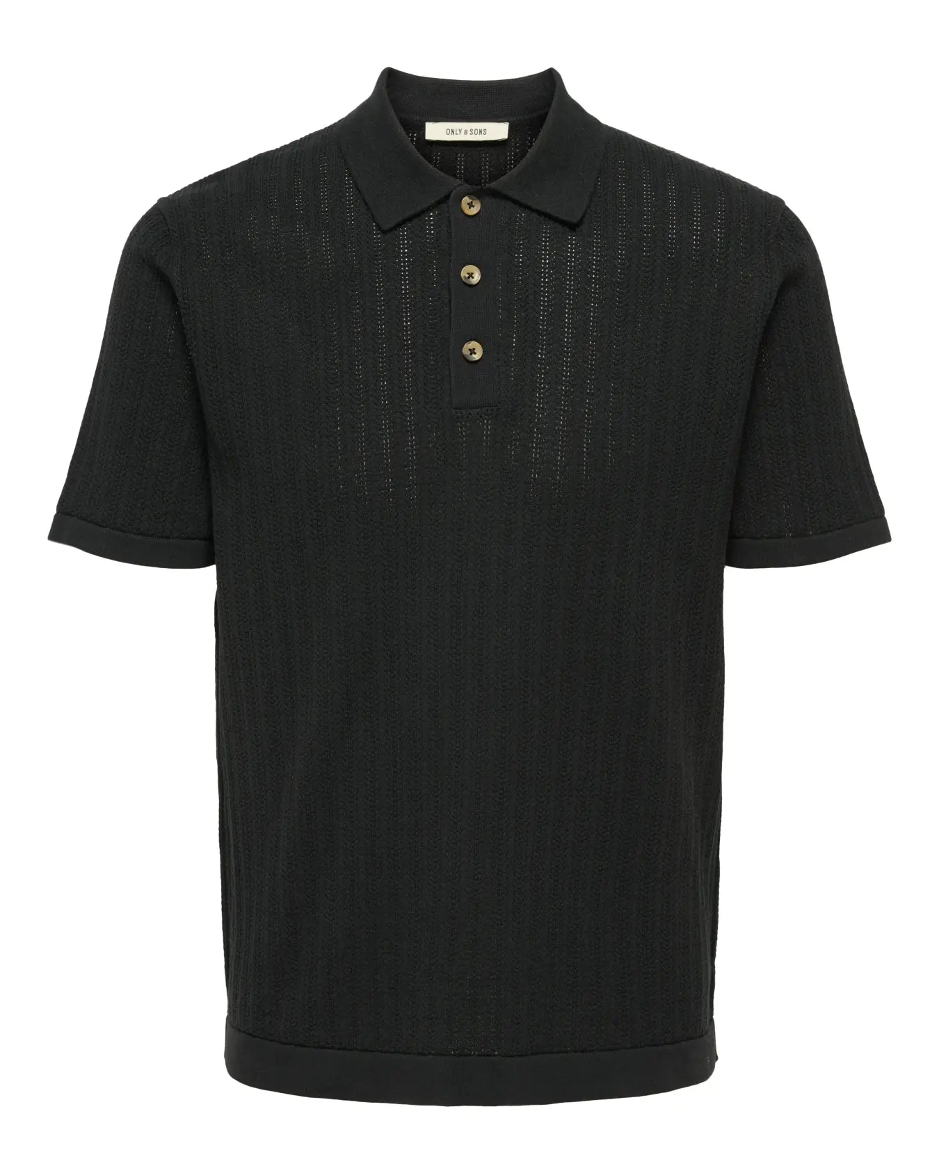 Only & Sons Moon Regular Knitted Polo T-Shirt - Black