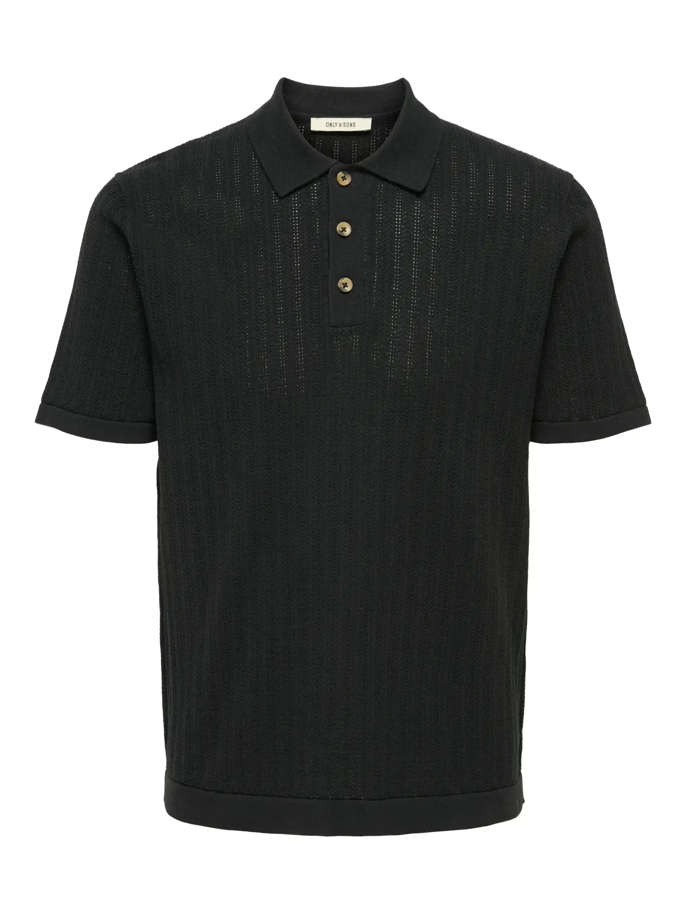 Only & Sons Moon Regular Knitted Polo T-Shirt - Black