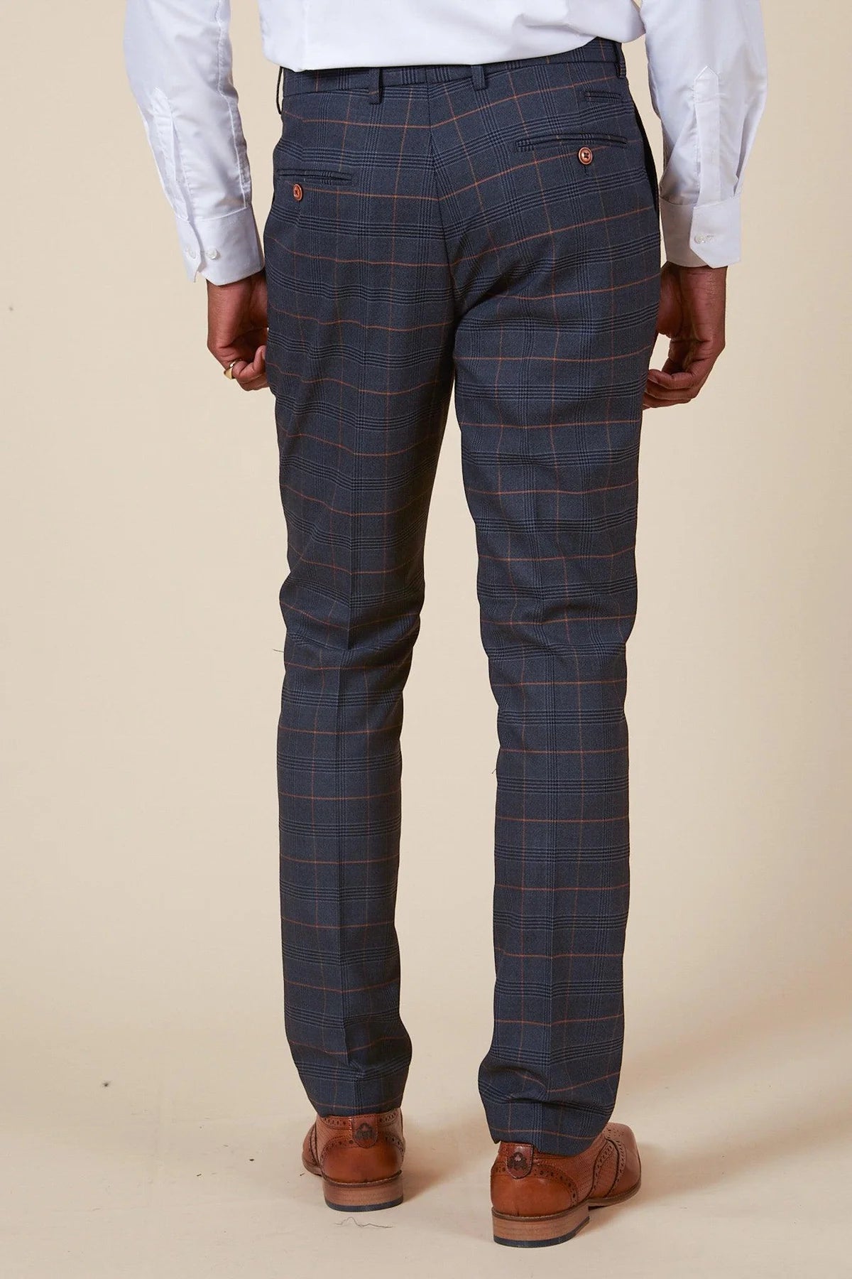 Marc Darcy Jenson Check Trouser - Marine Navy Check