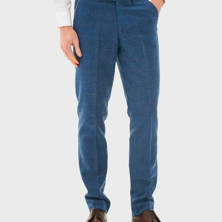 Marc Darcy Dion Trouser - Blue Tweed Check