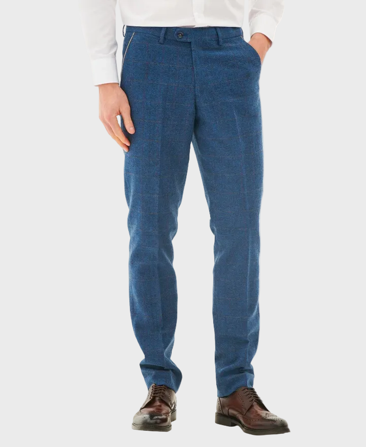 Marc Darcy Dion Trouser - Blue Tweed Check