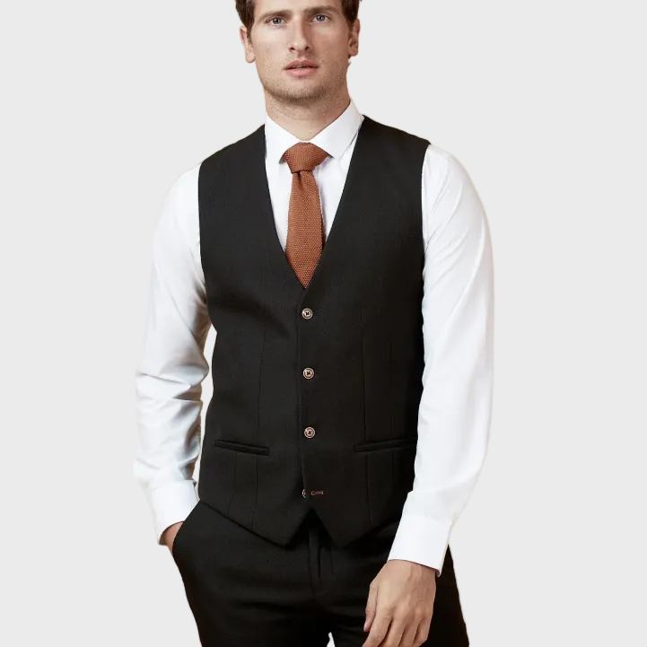 Marc Darcy Max Single Breasted Waistcoat - Black