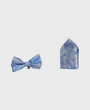 Marc Darcy Paisley Bow Tie and Pocket Square Set - Sky Blue