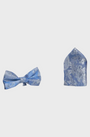 Marc Darcy Paisley Bow Tie and Pocket Square Set - Sky Blue