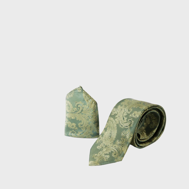 Marc Darcy Paisley Tie Set Green