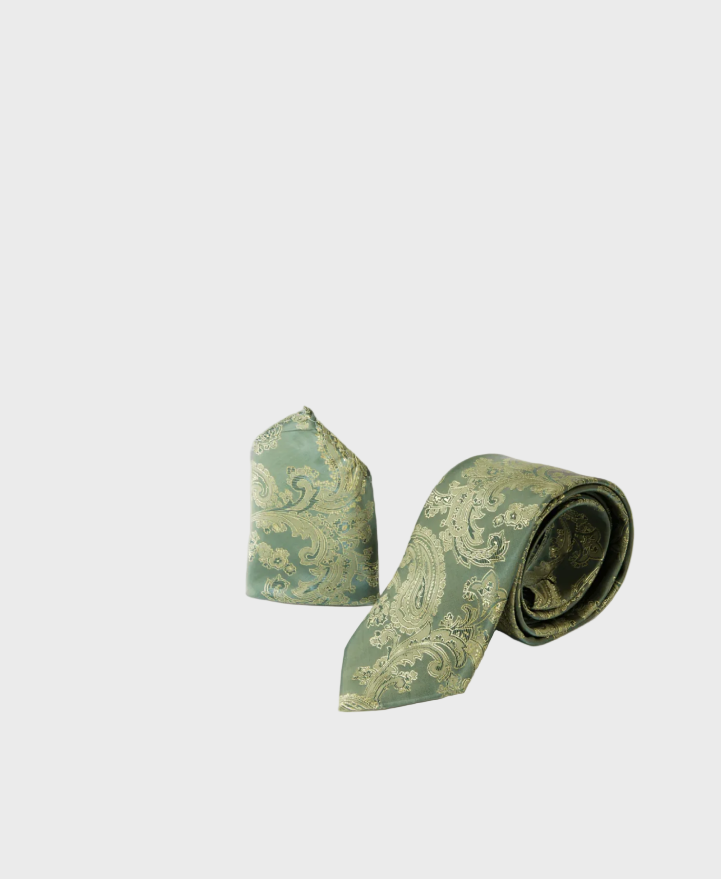 Marc Darcy Paisley Tie Set Green