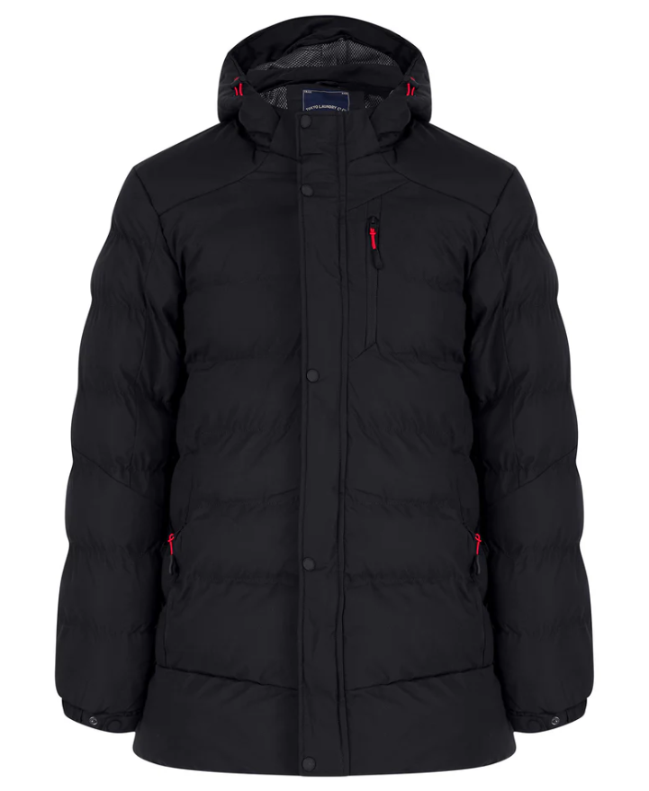 Mens Tokyo Laundry Yorkshire 2 Quilted Puffer Coat with Hood - Jet Black