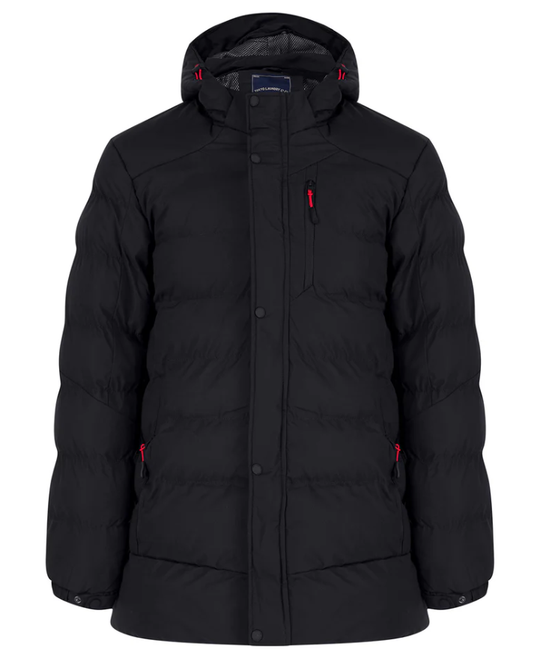 Mens Tokyo Laundry Yorkshire 2 Quilted Puffer Coat with Hood - Jet Black