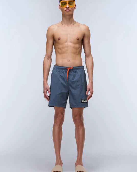 Napapirji Box Logo Swim Shorts - Stormy Weat