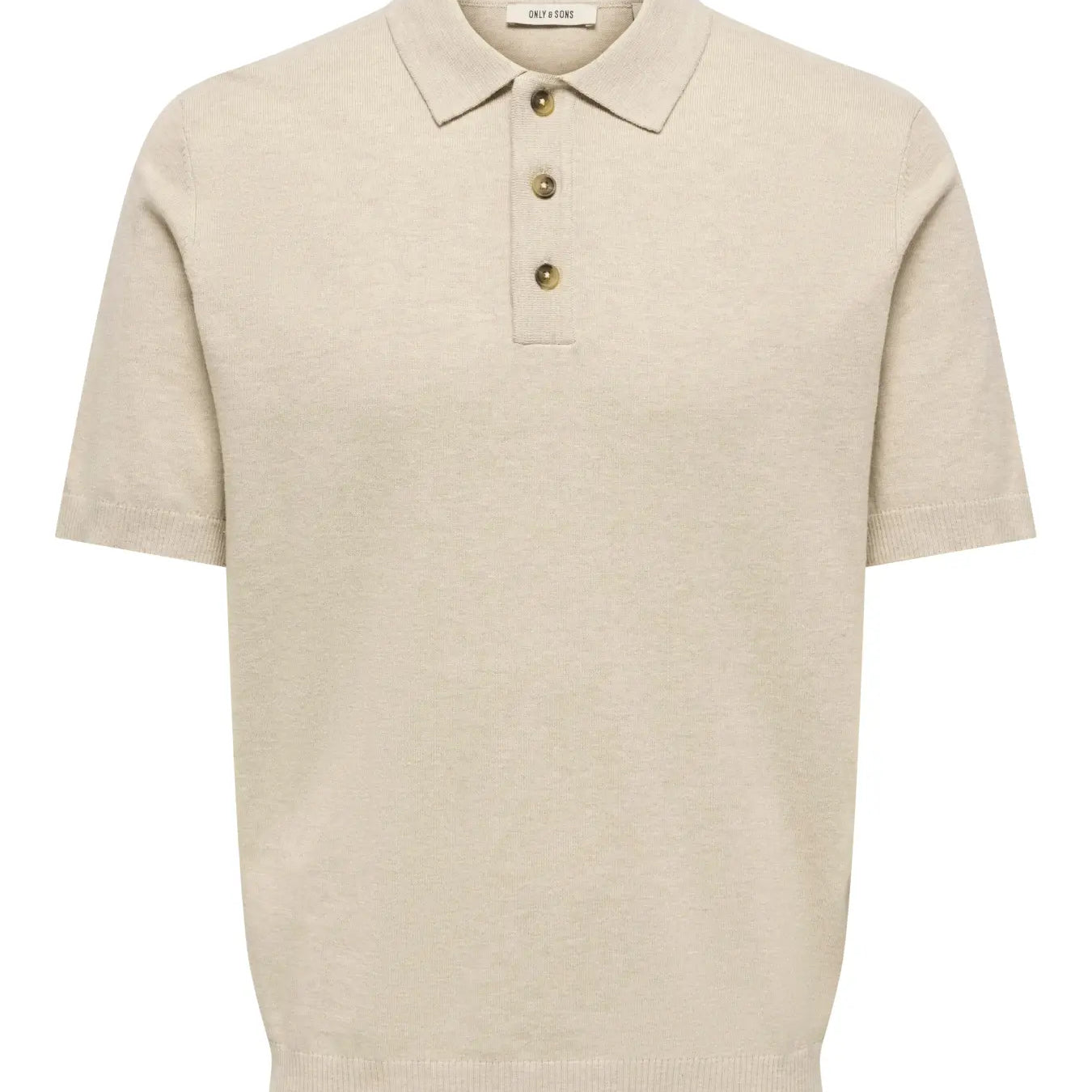 Only & Sons Loui Regular Knitted Polo T-Shirt - Oatmeal/Melange