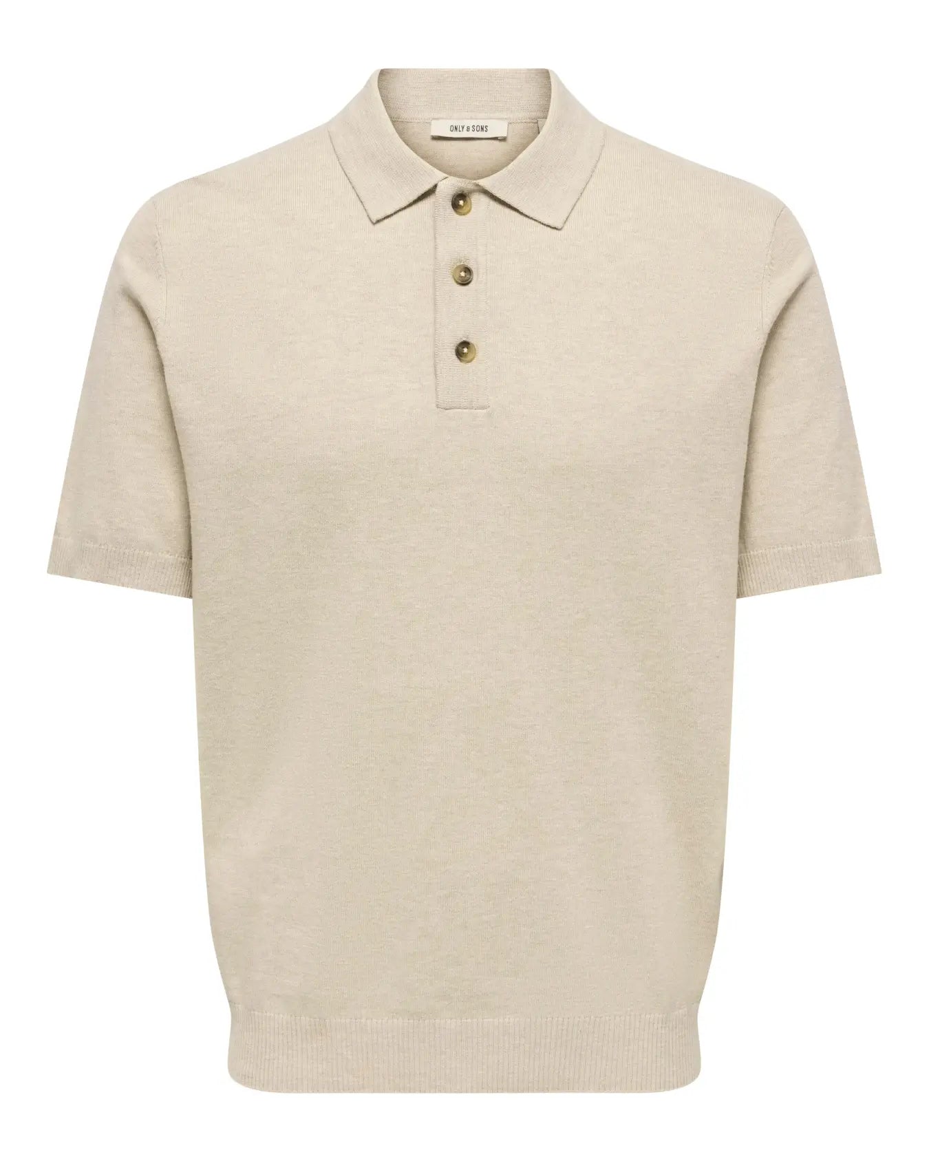 Only & Sons Loui Regular Knitted Polo T-Shirt - Oatmeal/Melange