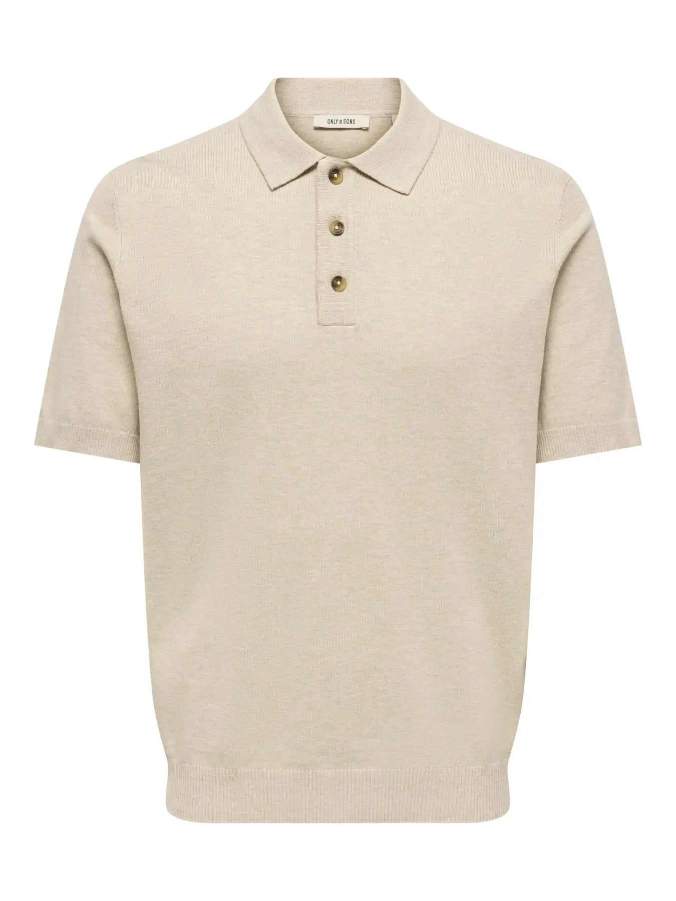 Only & Sons Loui Regular Knitted Polo T-Shirt - Oatmeal/Melange