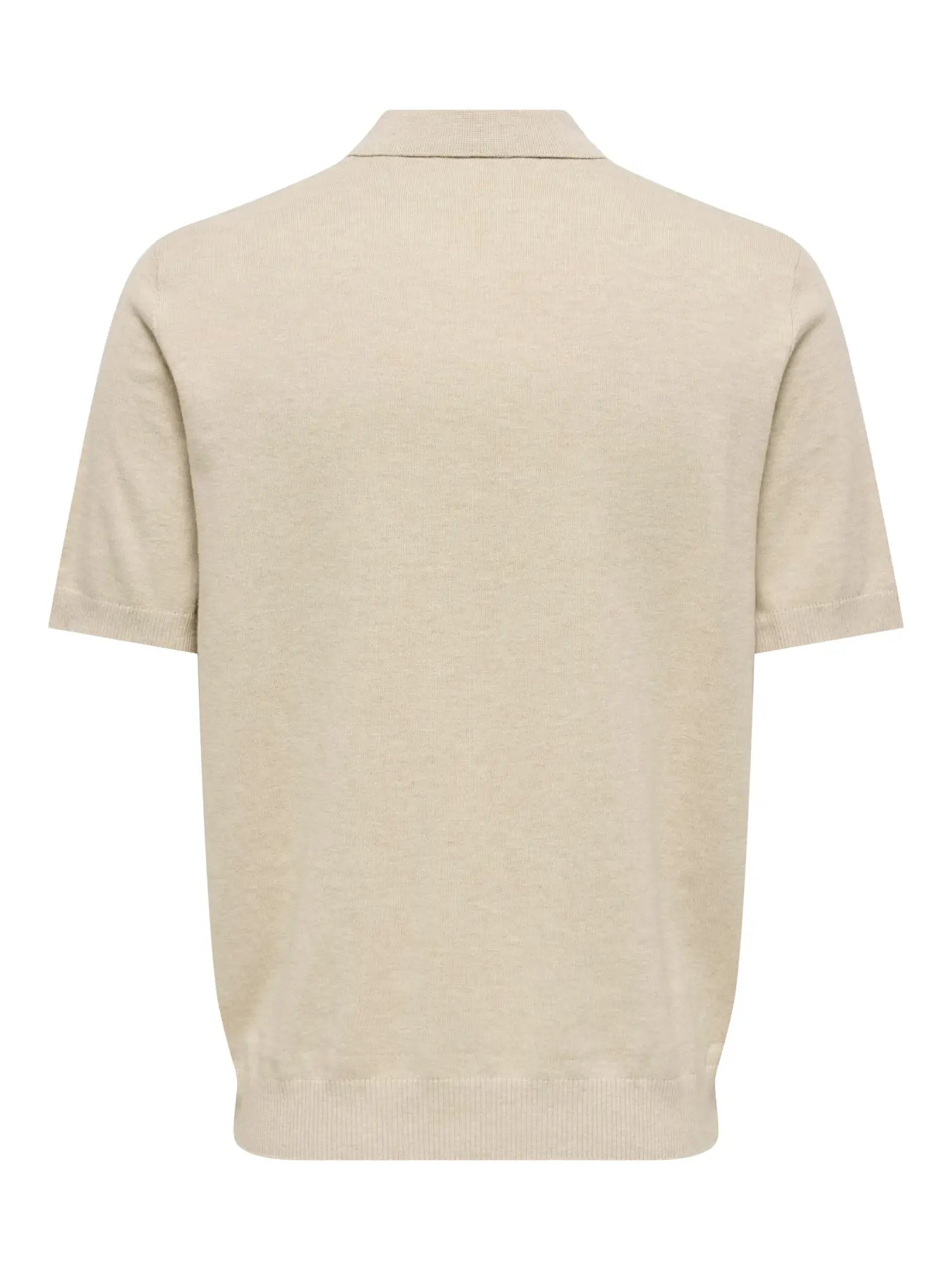 Only & Sons Loui Regular Knitted Polo T-Shirt - Oatmeal/Melange