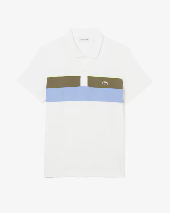 Lacoste PH5918 Regular Fit Colour-Block Petit Piqué Polo Shirt - 9IV White/Khaki