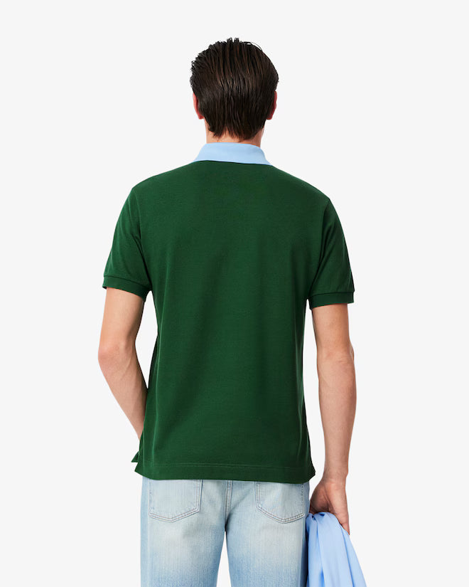 Lacoste Classic Fit Contrast Collar L.12.12 Polo Shirt - DQA Green/Blue