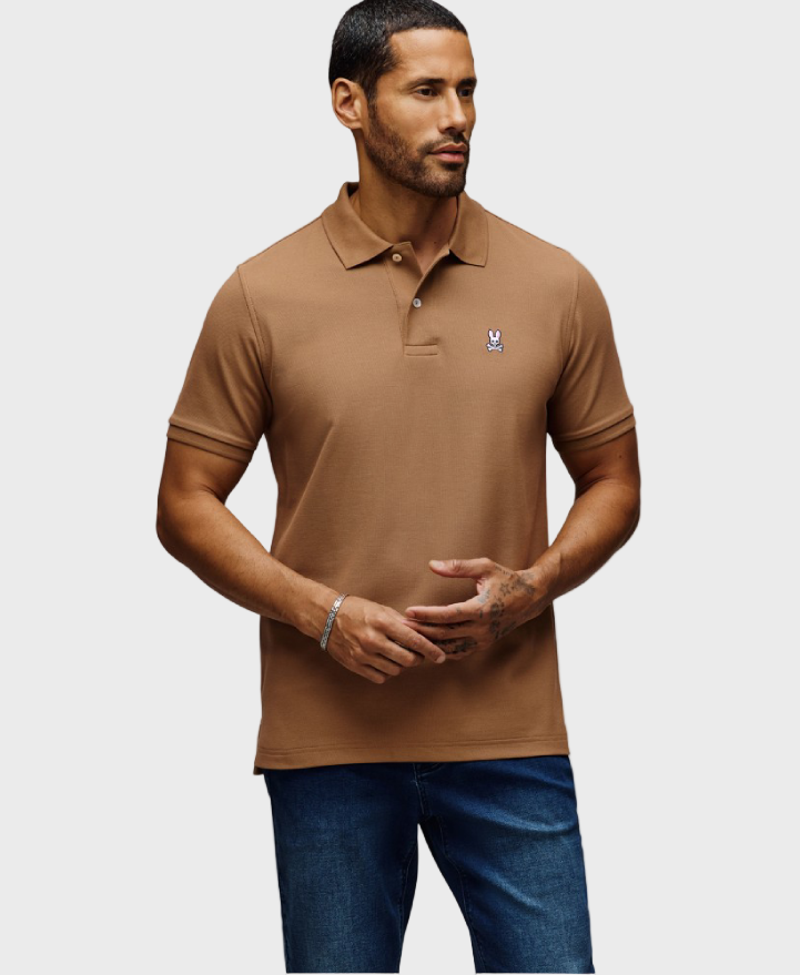 Psycho Bunny Classic Pique Polo Shirt Toasted Coconut
