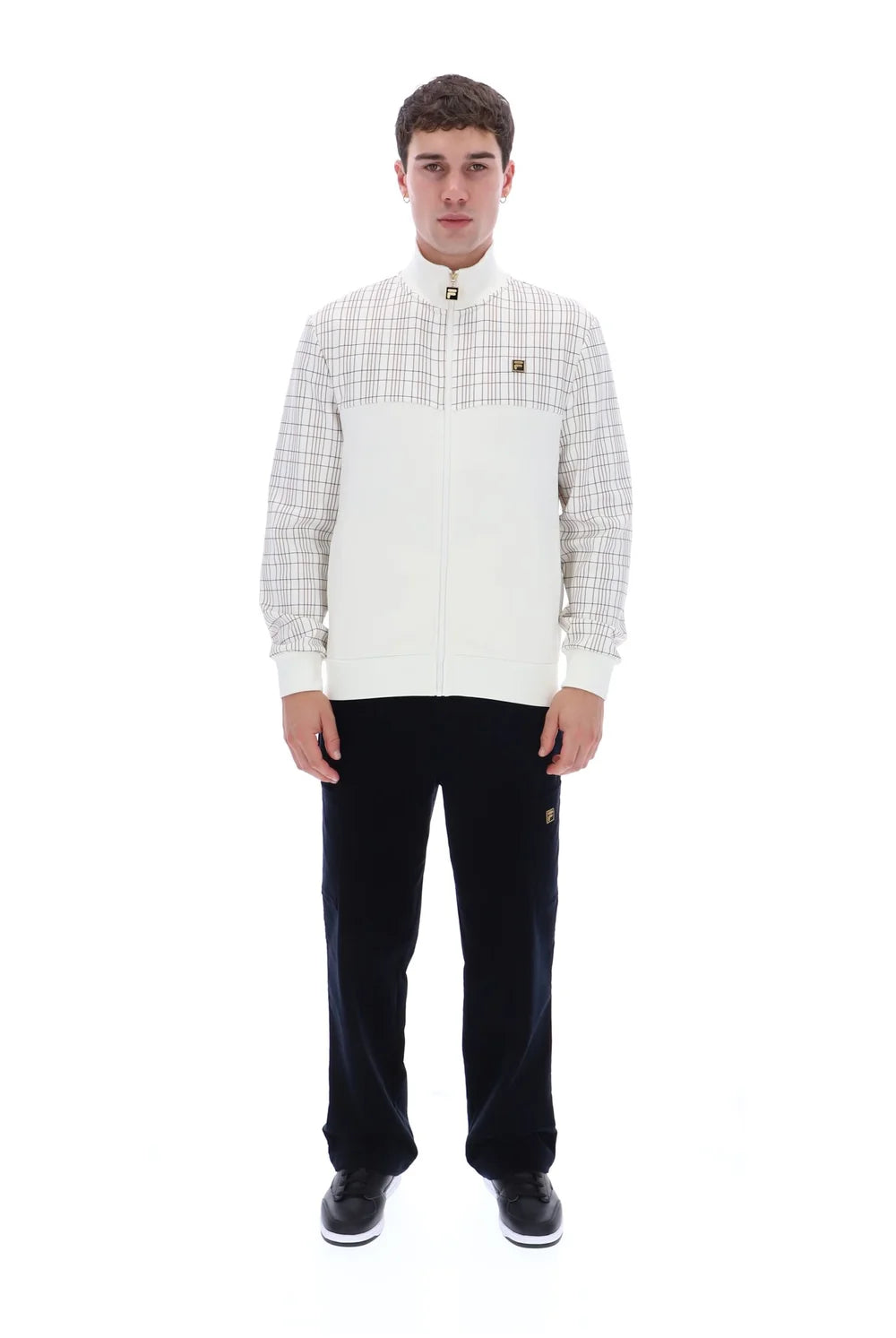Fila FW26M6014 Regan Printed Track Jacket W/ Bamboo Badge 129 - White Down