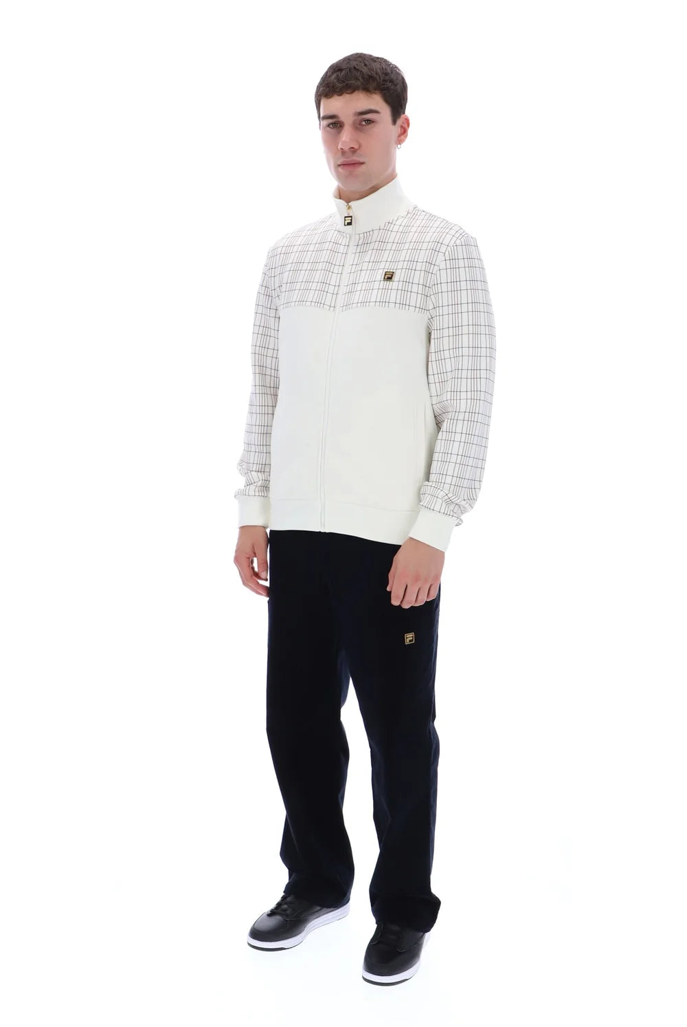 Fila FW26M6014 Regan Printed Track Jacket W/ Bamboo Badge 129 - White Down
