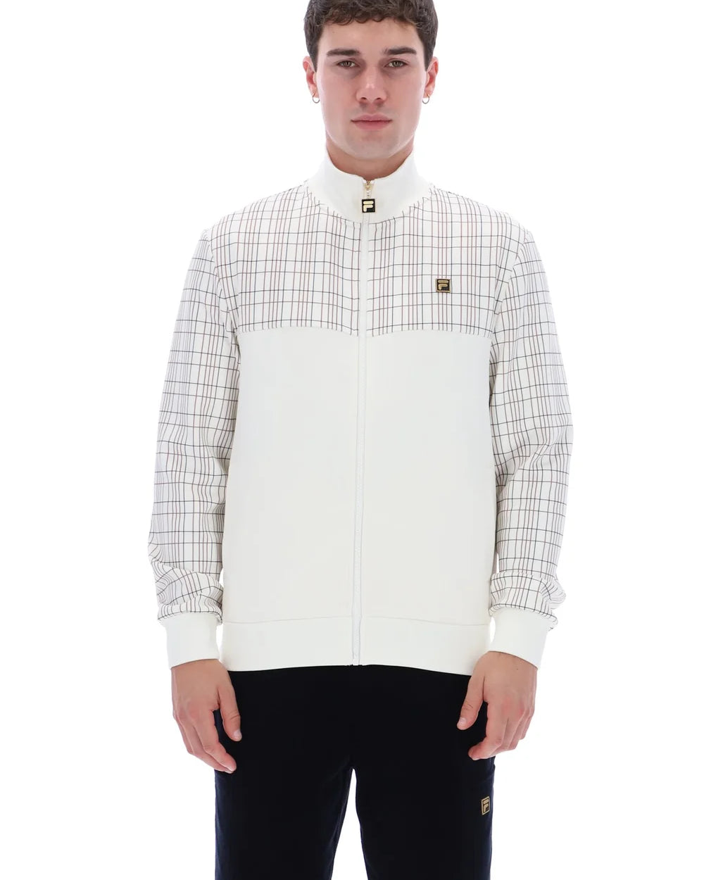 Fila FW26M6014 Regan Printed Track Jacket W/ Bamboo Badge 129 - White Down