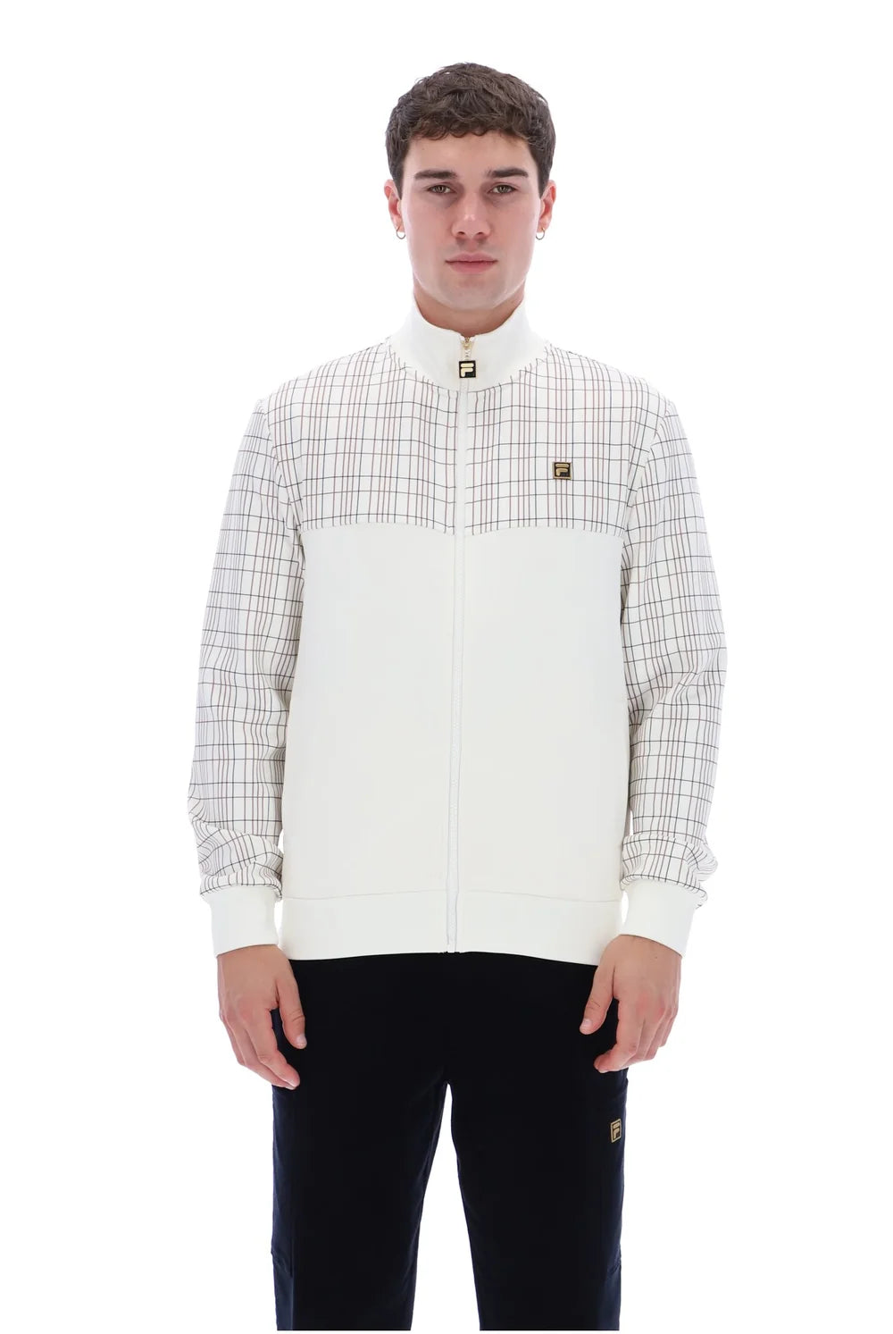 Fila FW26M6014 Regan Printed Track Jacket W/ Bamboo Badge 129 - White Down