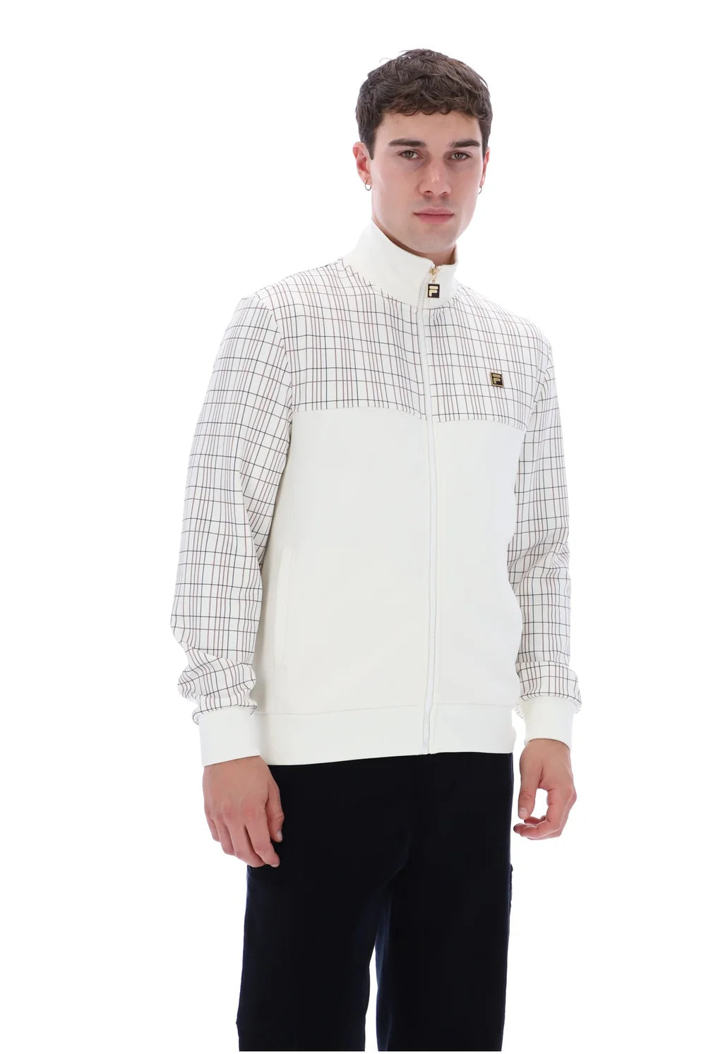 Fila FW26M6014 Regan Printed Track Jacket W/ Bamboo Badge 129 - White Down