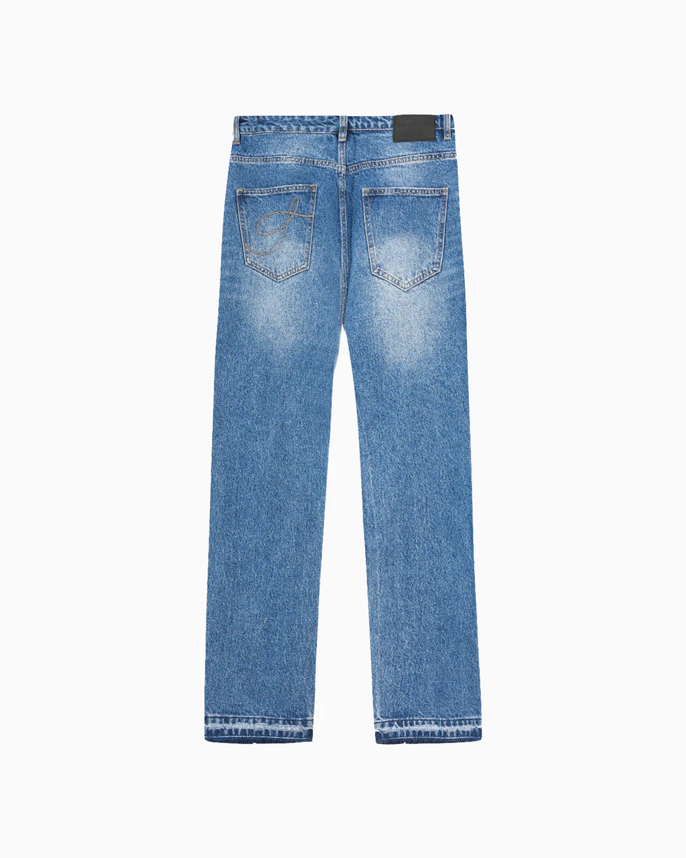 Syenti Released Hem Jeans - Mid Blue