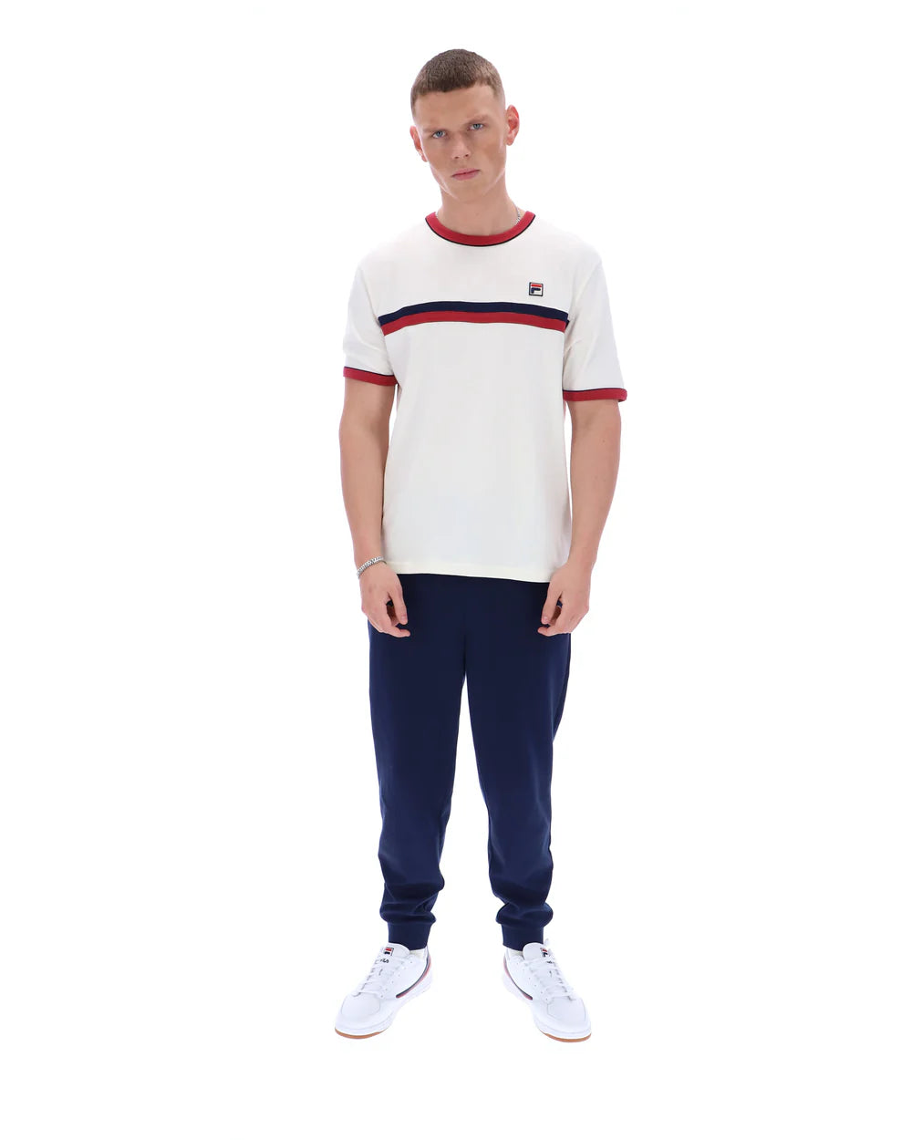 Fila SS26MH046 Rosario T-Shirt 130 - Gardenia/Garnet/Fila Navy