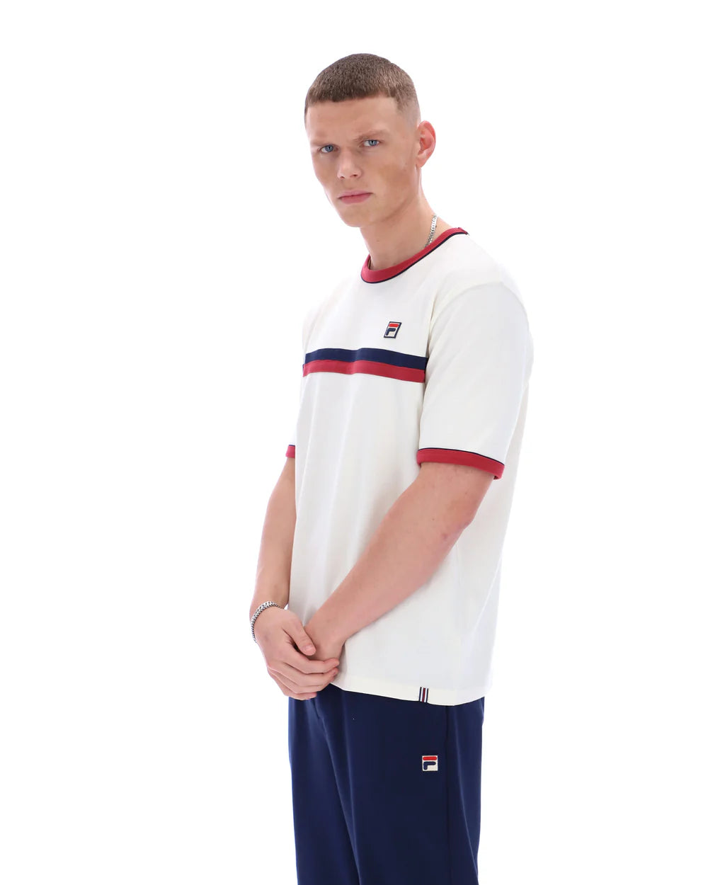 Fila SS26MH046 Rosario T-Shirt 130 - Gardenia/Garnet/Fila Navy