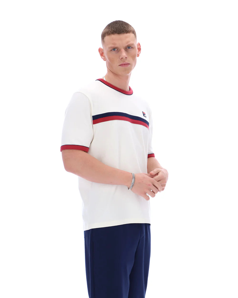 Fila SS26MH046 Rosario T-Shirt 130 - Gardenia/Garnet/Fila Navy