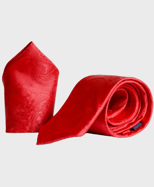 Marc Darcy Paisley Tie Set Red