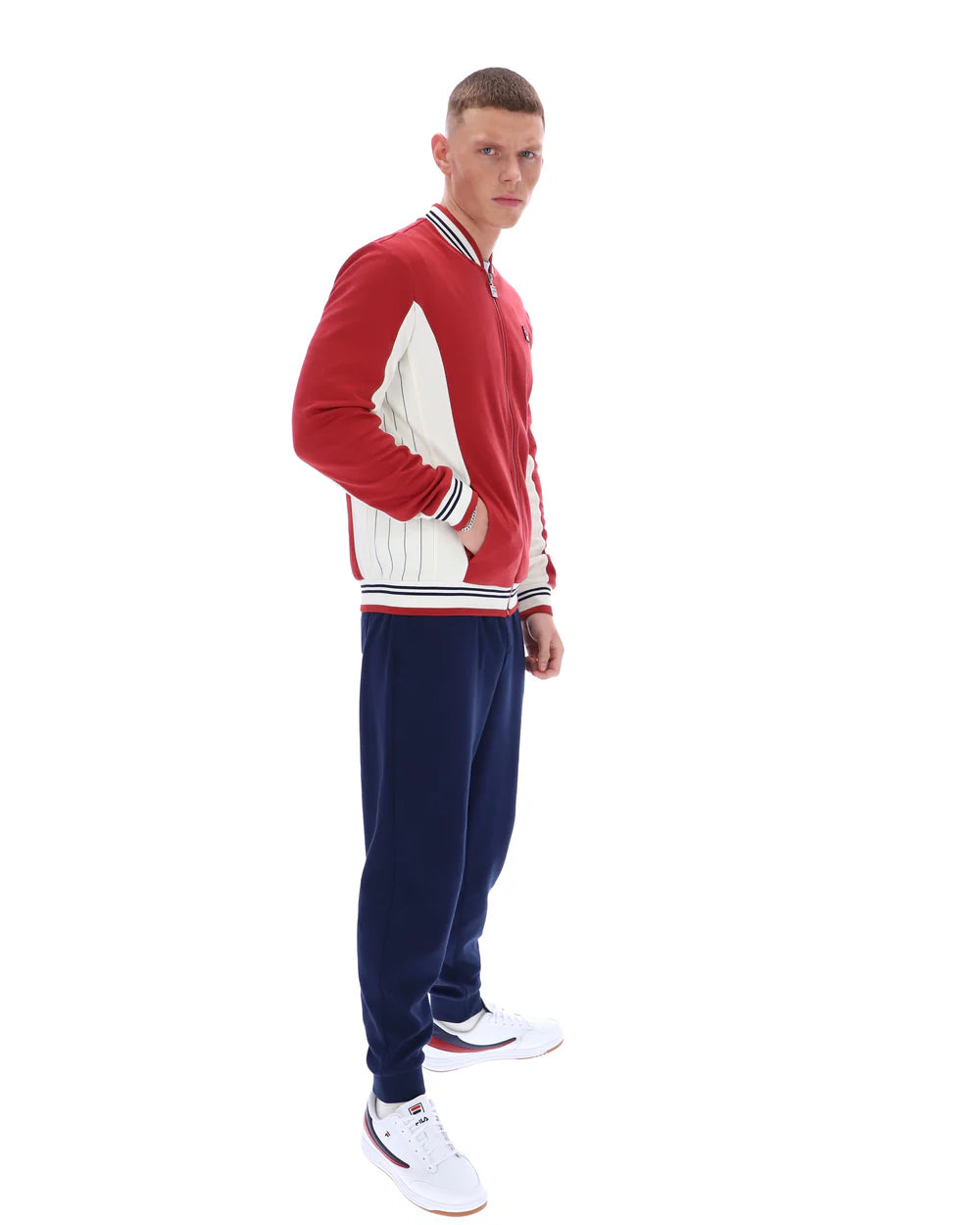Fila LM161RN1 Settanta Baseball Track Jacket 755 - Garnet/Gardenia/Fila Navy