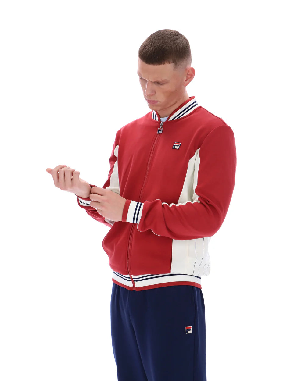 Fila LM161RN1 Settanta Baseball Track Jacket 755 - Garnet/Gardenia/Fila Navy