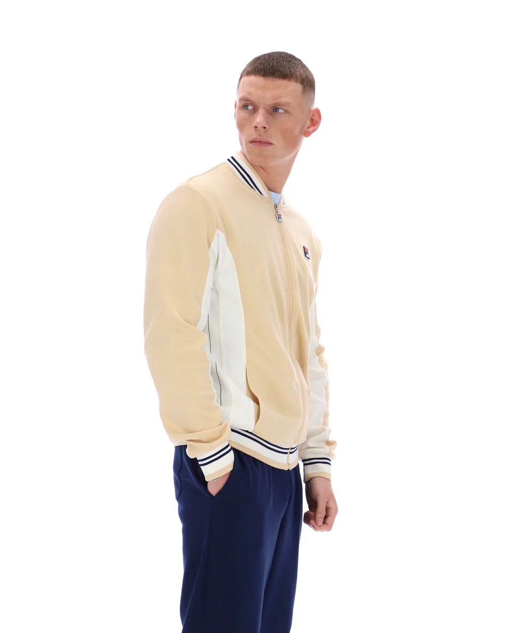 Fila LM161RN1 Settanta Baseball Track Jacket 921 - Classic Beige/Gardenia/Fila Navy