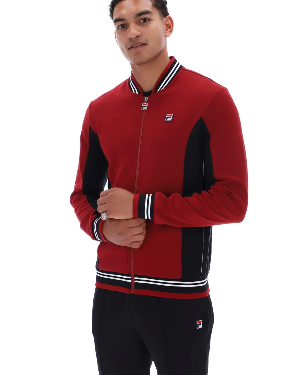 Fila LM161RN1 Settanta Baseball Track Jacket 553 - Sundried Tomato/Black