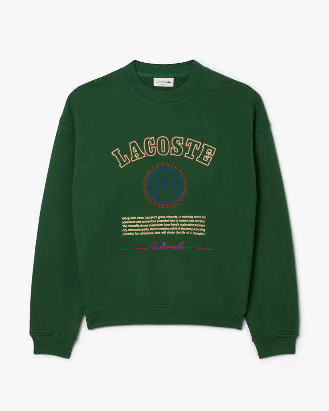 Lacoste SH5888 Heritage Embroidery Fleece Sweatshirt - 132 Pine Green