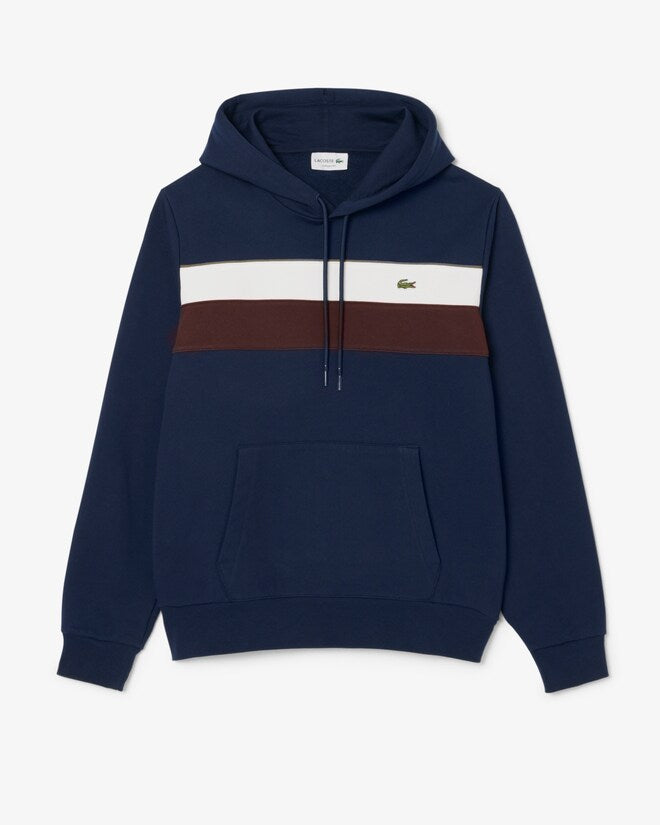 Lacoste SH8161 Colour-Block Fleece Hoodie - 6WZ Navy/White/Brown