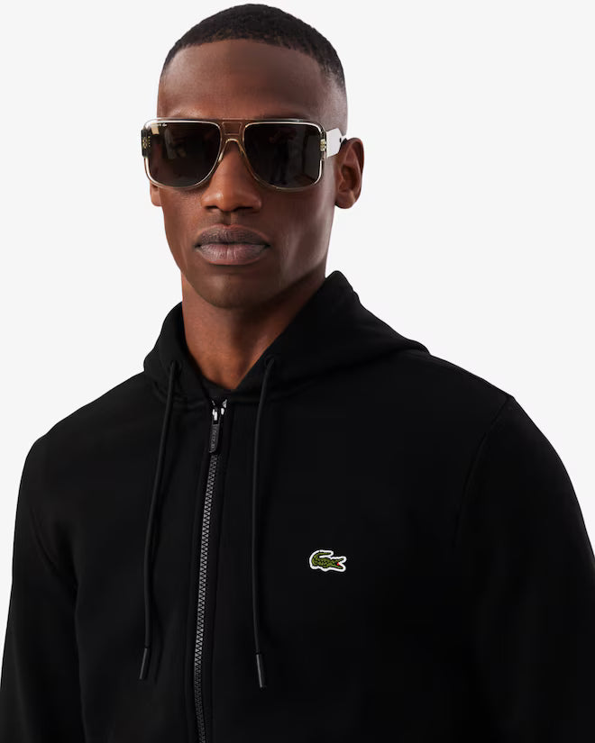 Lacoste SH9626 Zip-Up Fleece Hoodie - 031 Black