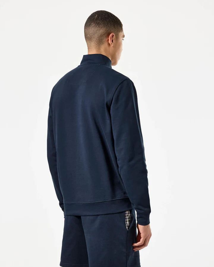 Weekend Offender Matisa Mid Check 1/4 Zip Sweat - Navy Blue