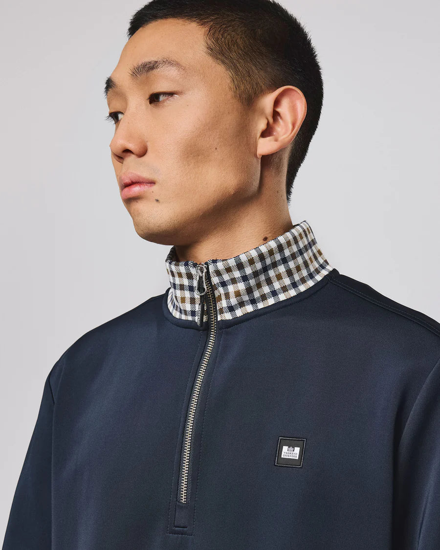 Weekend Offender SW1B07 Henson Jacquard 1/4 Zip - Navy