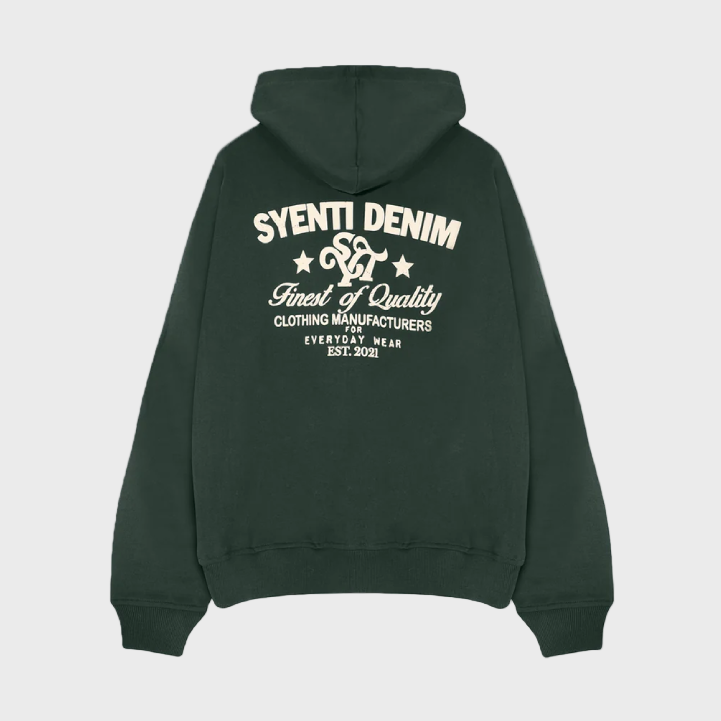 SYENTI SYENTI DENIM HOODIE FOREST GREEN