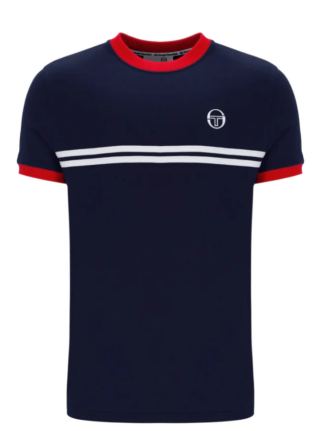 Sergio Tacchini STM14565 Supermac T-Shirt - 128 Maritime Blue/Adrenaline Rush/White