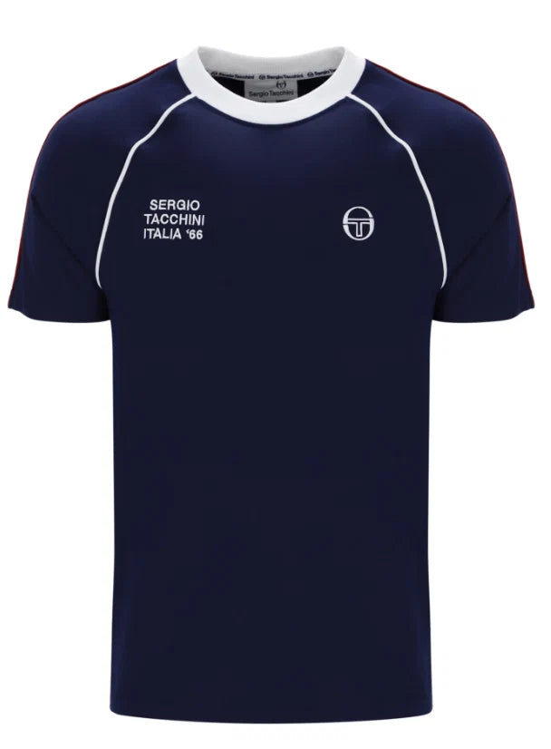Sergio Tacchini STM12243 Ghibli Davis T-Shirt 218 - Maritime Blue/Adrenaline Rush/White