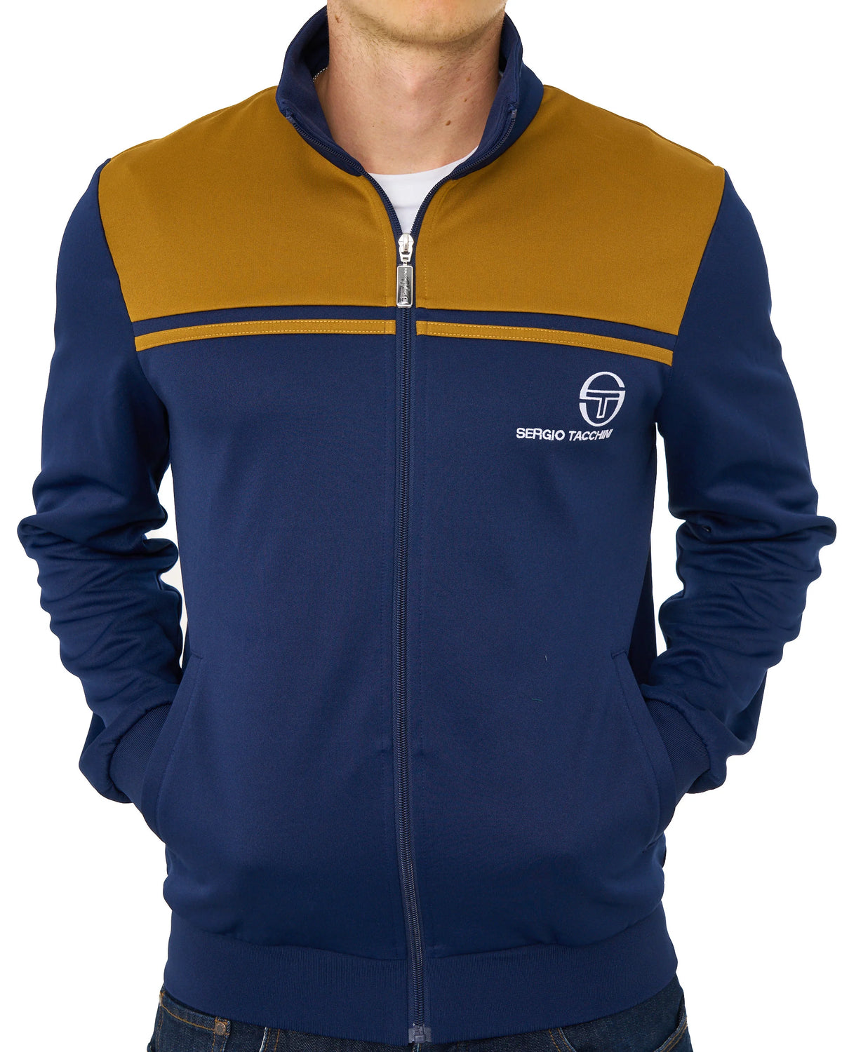 Sergio Tacchini STM21348 New Y/L Track Top 560 - Maritime Blue/Golden Brown