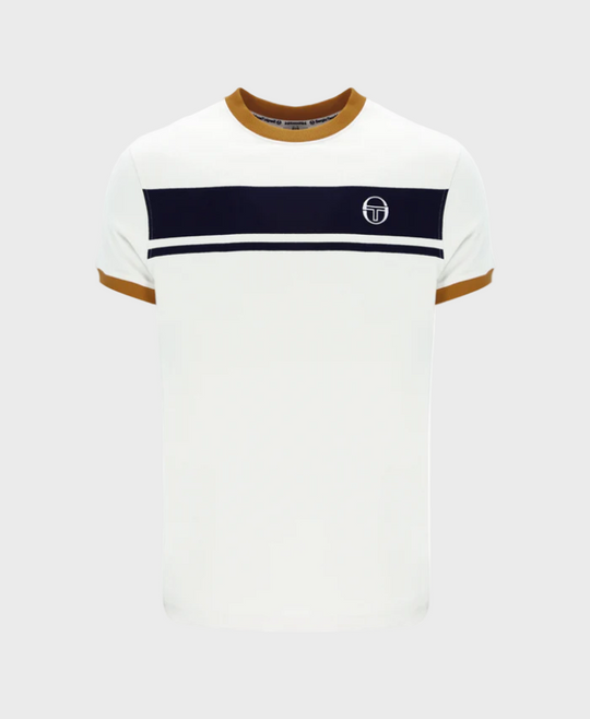 Sergio Tacchini Master Crew Neck T-Shirt - Gardenia/Maritime Blue/Pumpkin Spice