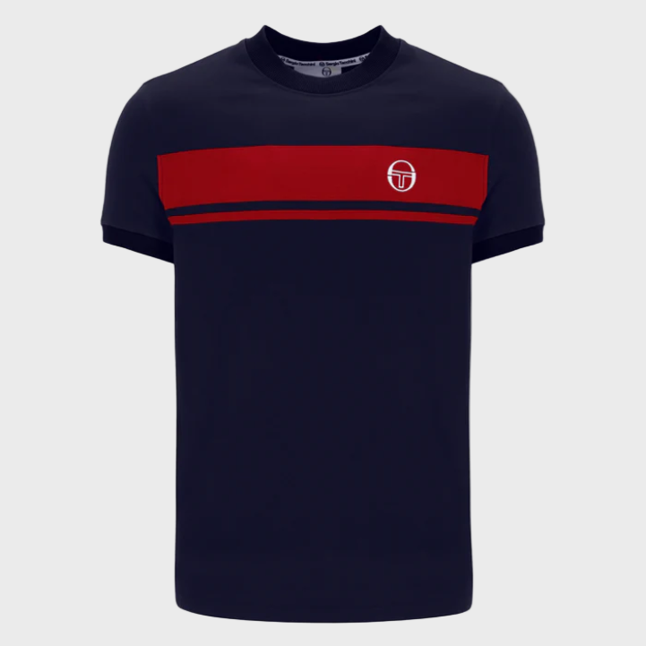 Sergio Tacchini Master Crew Neck T-Shirt - Maritime Blue/Adrenaline Rush