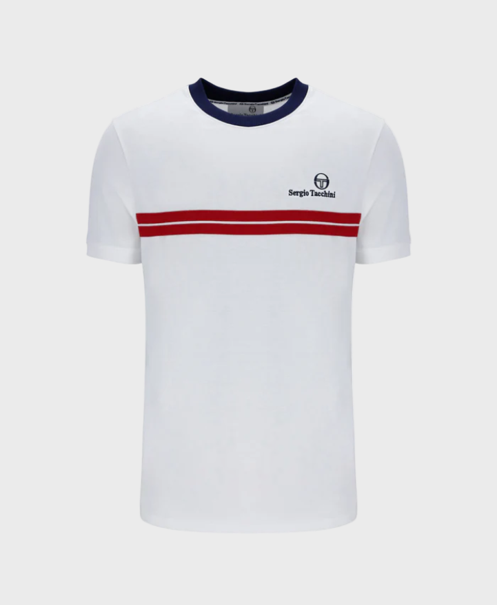 Sergio Tachinni New Supermac T-Shirt - White/MaritimeBlue/AdrenalineRush