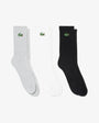 Lacoste RA9246-00 Unisex Crew Socks L78 - White/Silver Chine/Black