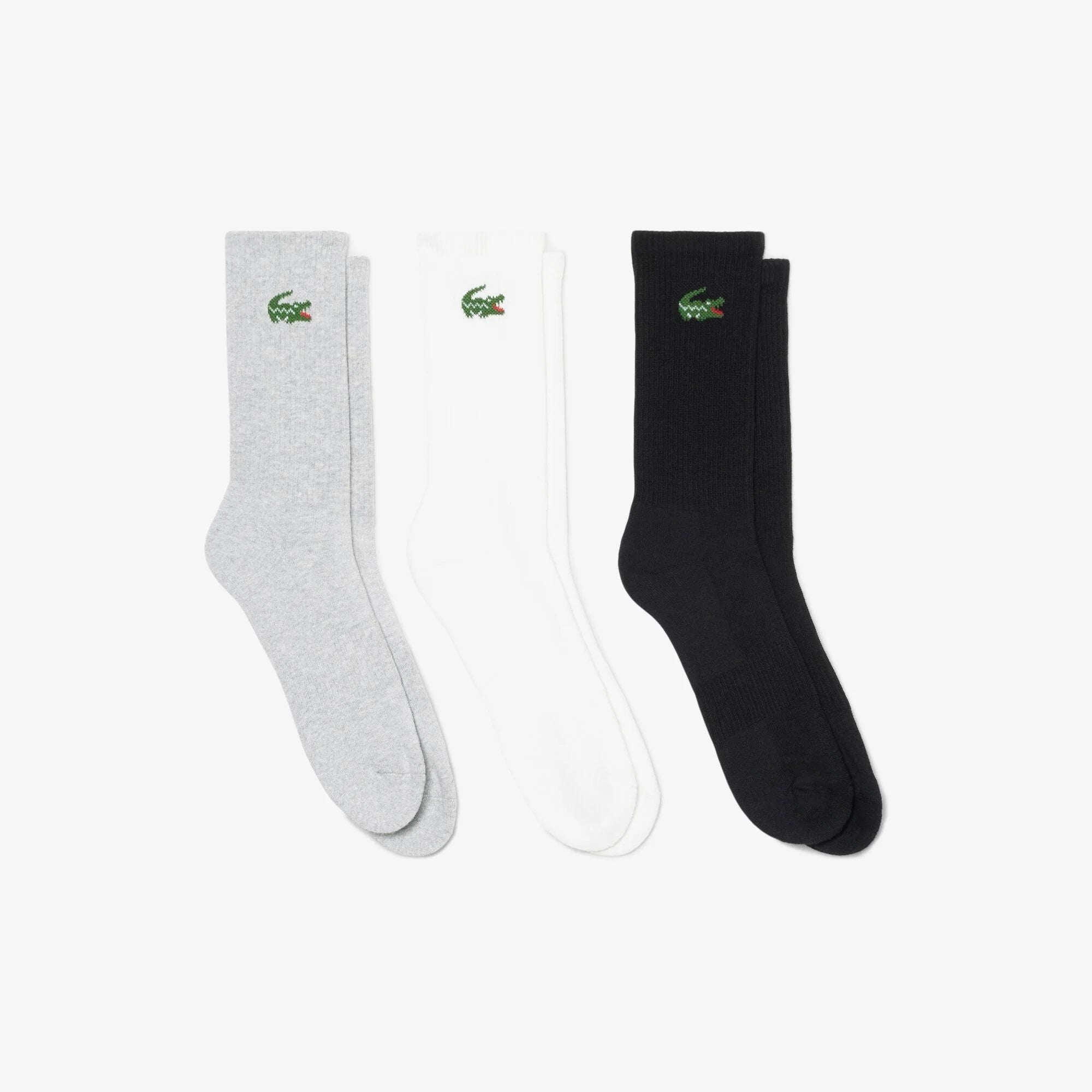 Lacoste RA9246-00 Unisex Crew Socks L78 - White/Silver Chine/Black